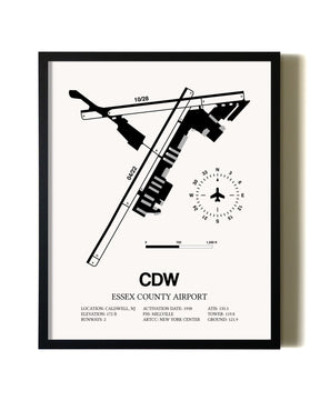 Framed Essex County Airport wall art poster in black frame