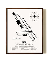 Fallon Naval Air Station (Van Voorhis Field) Airport aviation print in walnut frame