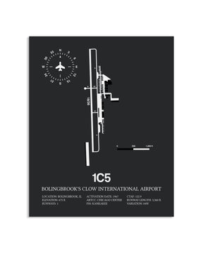 Gray Framed Bolingbrook's Clow International Airport layout wall art poster