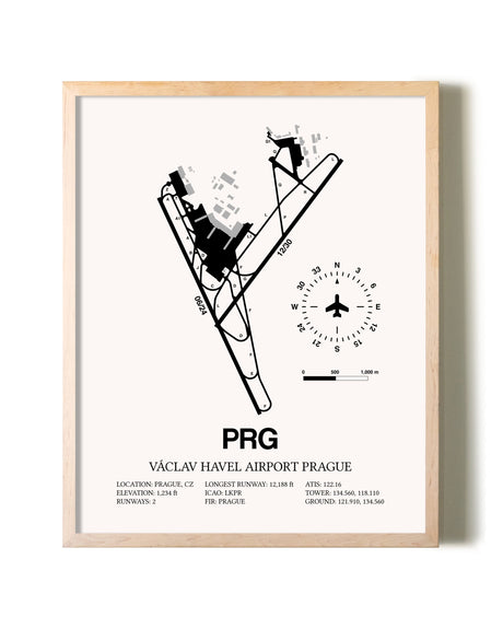 Vaclav Havel Airport Prague framed wall art in white frame