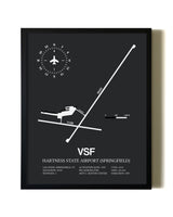 Unframed Hartness State Airport (Springfield) map print poster