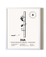Durant Regional Airport-Eaker Field airport map poster in oak frame