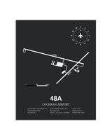 Gray Framed Cochran Airport layout wall art poster