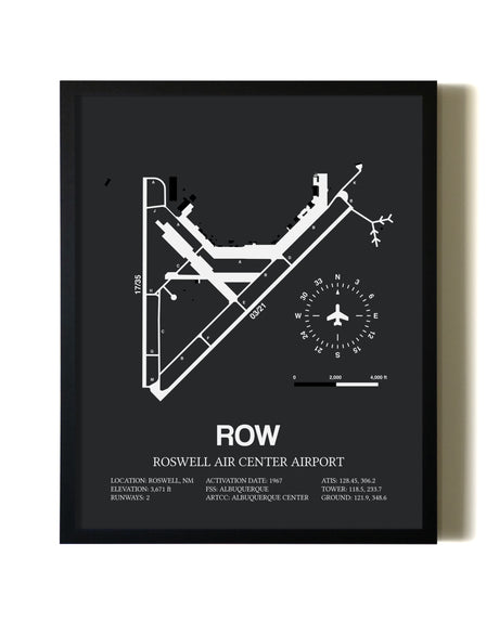 Unframed Roswell Air Center Airport map print poster