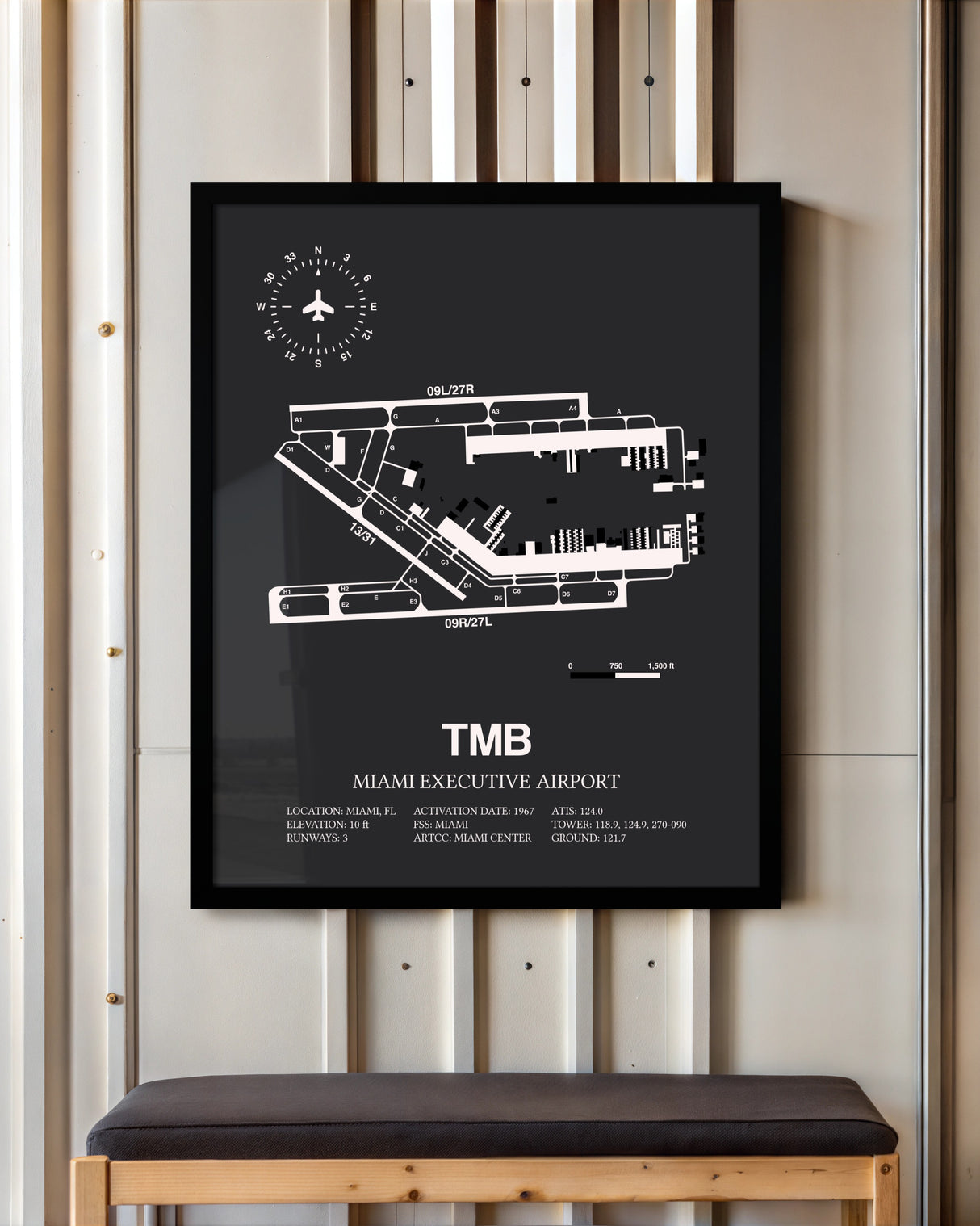Frame color options for Miami Executive Airport Wall Art
