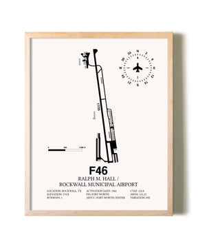 Ralph M. Hall / Rockwall Municipal Airport framed wall art in white frame