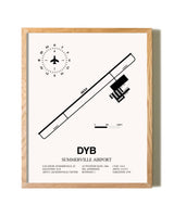 Summerville Airport framed print in natural wood frame