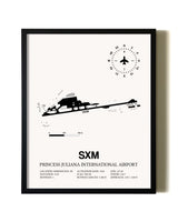 Framed Princess Juliana International Airport wall art poster in black frame