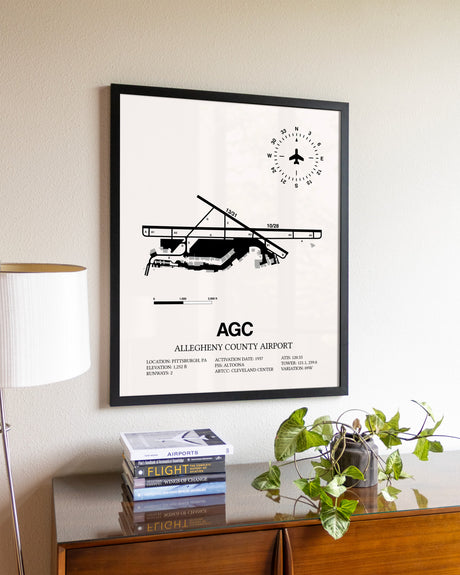 Allegheny County Airport aviation wall décor in black wood frame