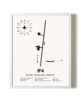 Madill Municipal Airport airport map poster in oak frame
