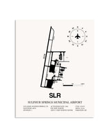 Gray Sulphur Springs Municipal Airport framed poster displayed in an airplane hangar