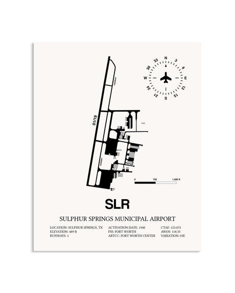 Gray Sulphur Springs Municipal Airport framed poster displayed in an airplane hangar