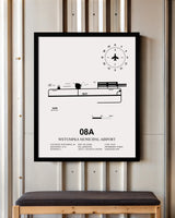 Framed Detailed Airport Map of Wetumpka Municipal Airport (08A) in White with a Black Frame