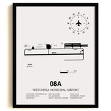 Framed Detailed Airport Map of Wetumpka Municipal Airport (08A) in White with a Black Frame