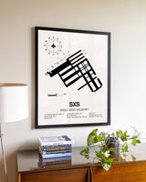 Shell Army Heliport aviation wall décor in black wood frame