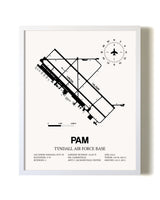 Tyndall Air Force Base airport map poster in oak frame
