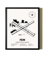 Framed Roberts Field Airport wall art poster in black frame