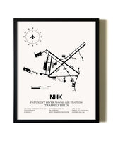 Framed Patuxent River Naval Air Station (Trapnell Field) wall art poster in black frame