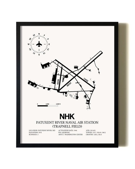 Framed Patuxent River Naval Air Station (Trapnell Field) wall art poster in black frame