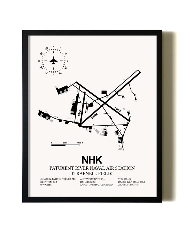 Framed Patuxent River Naval Air Station (Trapnell Field) wall art poster in black frame