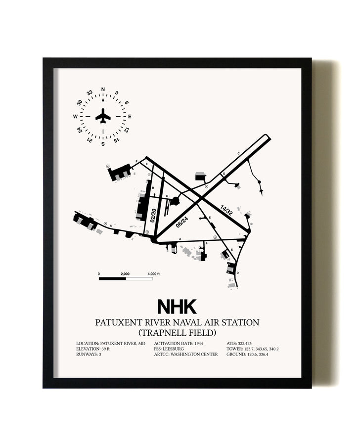 Framed Patuxent River Naval Air Station (Trapnell Field) wall art poster in black frame