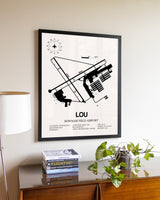 Bowman Field Airport aviation wall décor in black wood frame