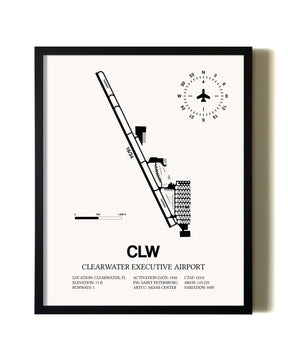 Framed Clearwater Executive Airport wall art poster in black frame