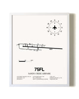 Sandy Creek Airpark airport map poster in oak frame