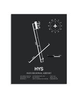 Gray Framed Hays Regional Airport layout wall art poster