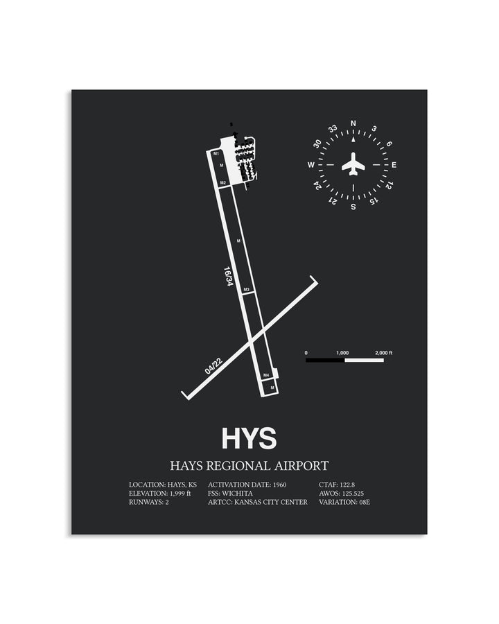 Gray Framed Hays Regional Airport layout wall art poster