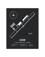 Gray Framed Conway Regional Airport layout wall art poster