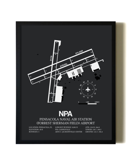 Unframed Pensacola Naval Air Station (Forrest Sherman Field) Airport map print poster