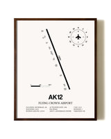 Flying Crown Airport aviation print in walnut frame
