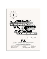 Gray Fort Lauderdale / Hollywood International Airport framed poster displayed in an airplane hangar