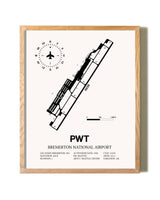 Bremerton National Airport framed print in natural wood frame