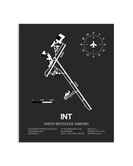 Gray Framed Smith Reynolds Airport layout wall art poster