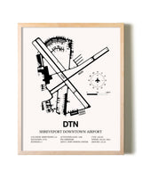 Shreveport Downtown Airport framed wall art in white frame