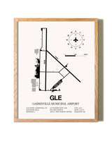 Gainesville Municipal Airport framed print in natural wood frame