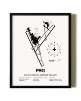 Framed Vaclav Havel Airport Prague wall art poster in black frame