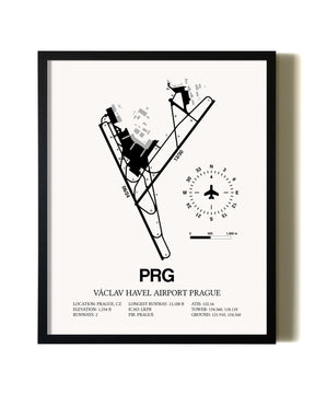 Framed Vaclav Havel Airport Prague wall art poster in black frame