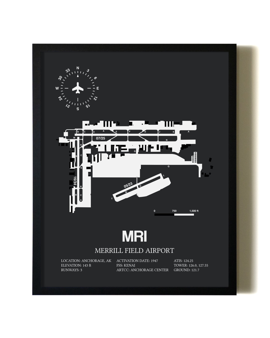 Unframed Merrill Field Airport map print poster