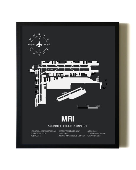 Unframed Merrill Field Airport map print poster