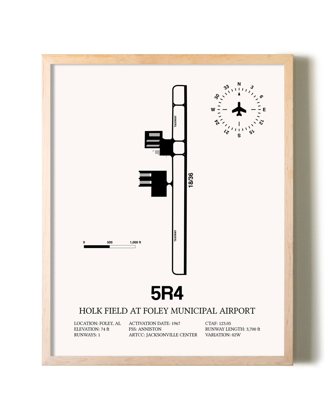 Holk Field at Foley Municipal Airport framed wall art in white frame