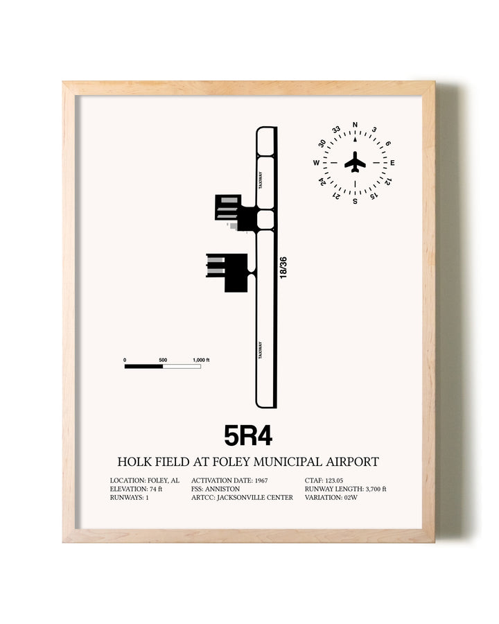 Holk Field at Foley Municipal Airport framed wall art in white frame