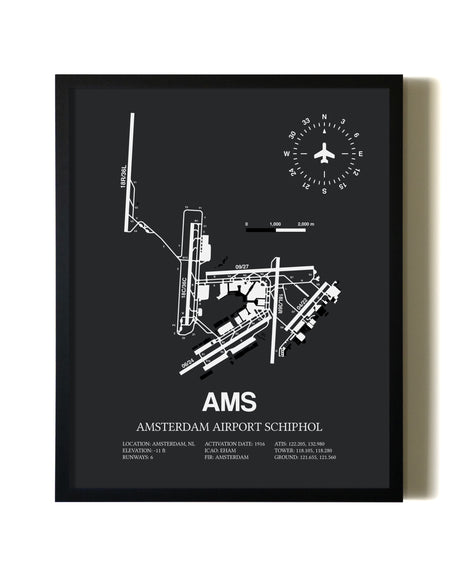 Unframed Amsterdam Airport Schiphol map print poster