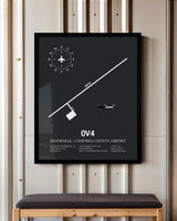 Framed Detailed Airport Map of Brookneal / Campbell County Airport (0V4) in Gray with a Black Frame