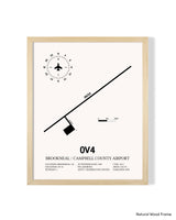 Detailed Airport Map of Brookneal / Campbell County Airport (0V4) in White with a Natural Frame