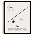 Framed Detailed Airport Map of Brookneal / Campbell County Airport (0V4) in White with a Black Frame