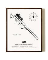 La Belle Municipal Airport aviation print in walnut frame