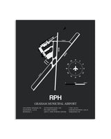 Gray Framed Graham Municipal Airport layout wall art poster